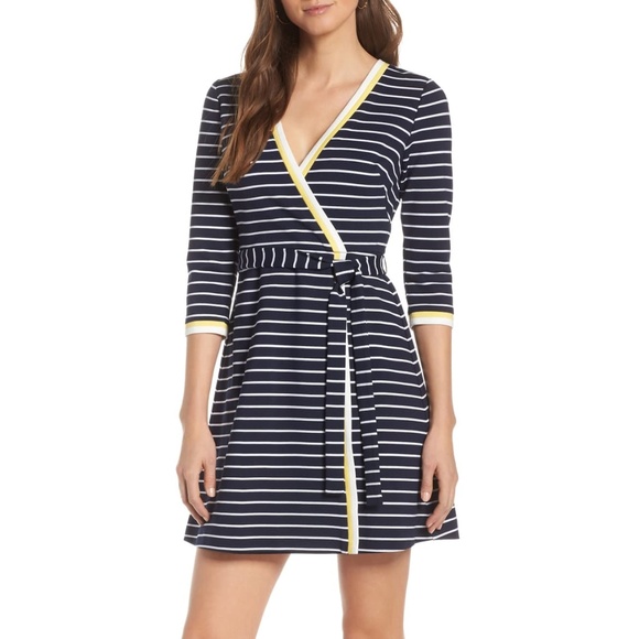 Nordstrom Dresses & Skirts - 1901 NORDSTROM Blue Stripe Faux Wrap Dress, SZ 8P